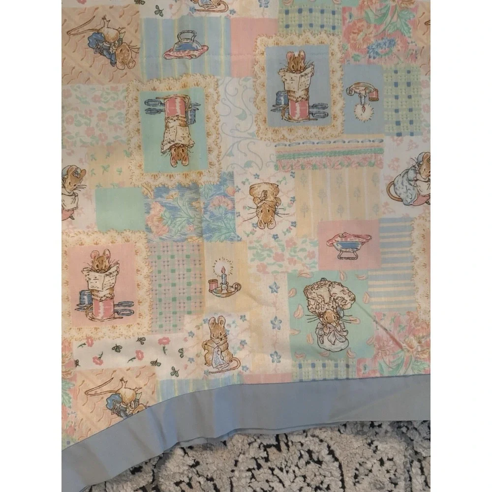 Vintage Peter Rabbit L Tiered Valance 86 X 47 Lined Homemade Rare Print Nursery